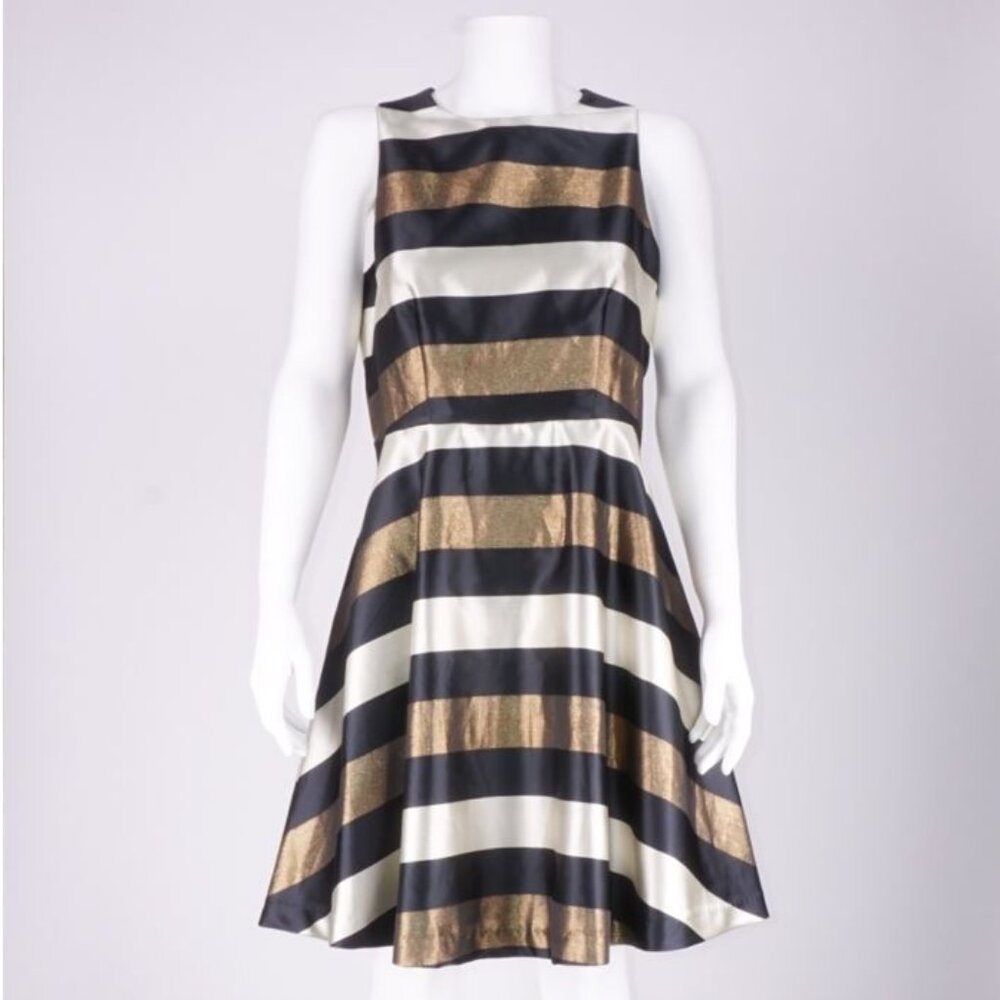 NWT Cremieux Jocelyn Dress- Black/ Bronze/ Ivory